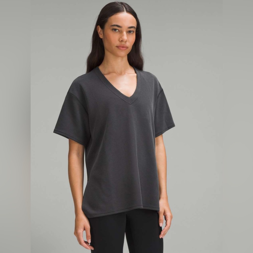 Lululemon Ribbed Softstreme Relaxed-Fit T-Shirt Black Sz 8
